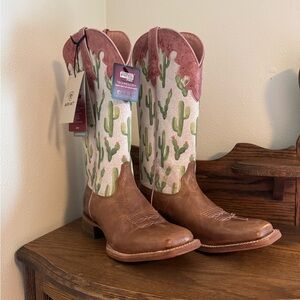 Ariat Women’s Fonda Brown and Pink Cactus Western Boots